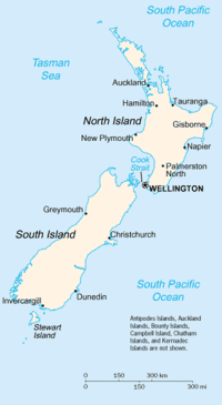 Kaart Nieuw-Zeeland